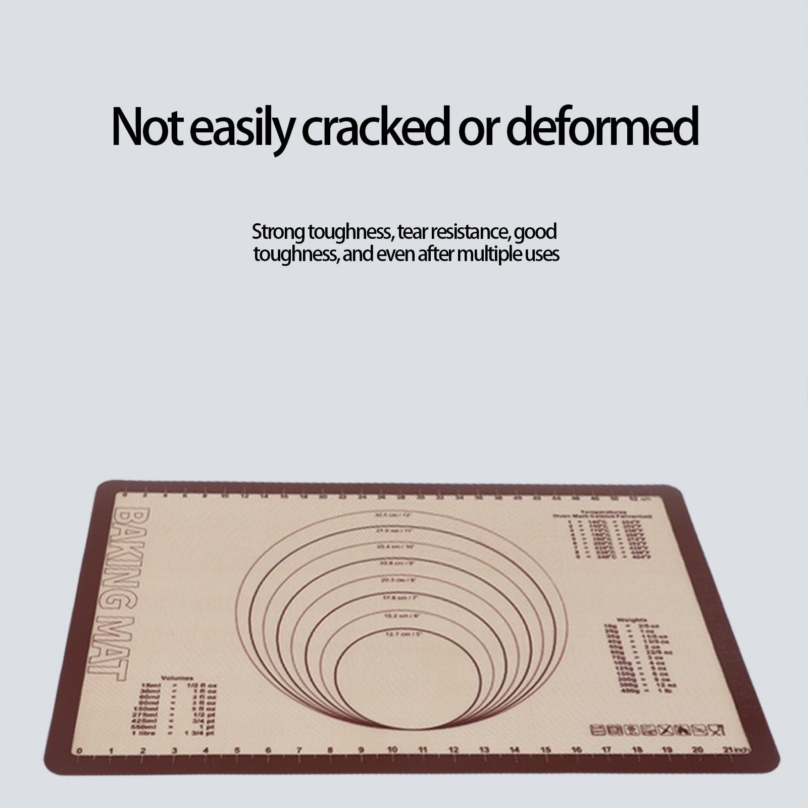 RuiJiao Food-Grade Fiberglass Baking Mat with Non-Slip Backing, Beige, Oven-Safe Dough Rolling Mat for Kitchen Baking, Reusable and Easy Clean, High-Temperature Resistant (40x4cm)