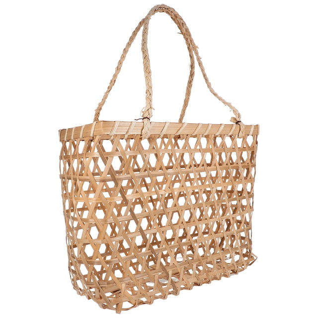 HEALEEP 1Ud De Almacenamiento Tejido De Bambú Beige Con Asa Para Uso Práctico