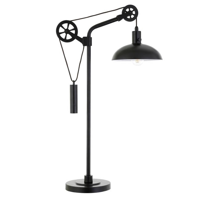 Hudson & Canal TL0717 Lampe de Table en Bronze Noirci Néo avec Système de Poulie de Roue à Rayons