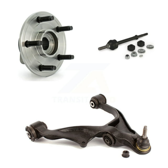 Transit Auto Front Right Hub Bearing Lower Control Arm with Ball Joint & Link Kit for Car 2006-2008 Dodge Ram 1500 Standard Cab Pickup Crew 4WD 2-Wheel ABS with 5 Lug Wheels K77-101064