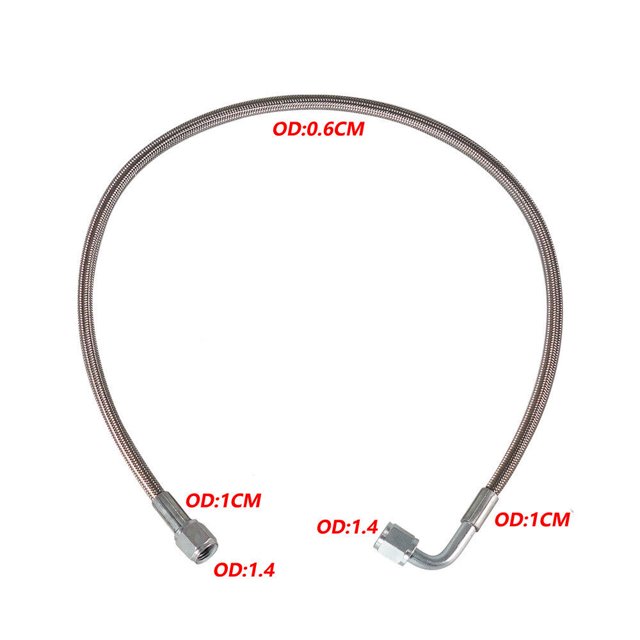 Turbo Oil Feed Line 36" Steel Braided PTFE Line 4AN 90° Straight Hose End Teflon