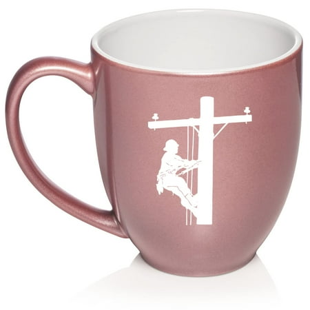 

Lineman Electric Pole Climber Ceramic Coffee Mug Tea Cup Gift (16oz Rose Gold)