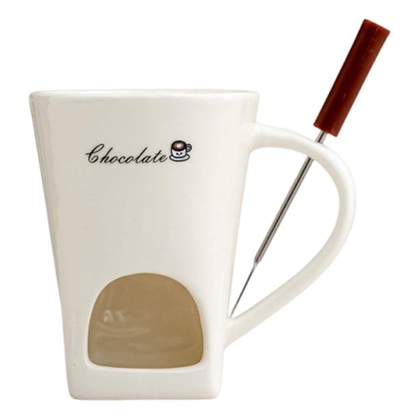 Taza de fondue de chocolate, utensilios de cocina, taza de cerámica para derretir chocolate para postre, caramelo Blanco