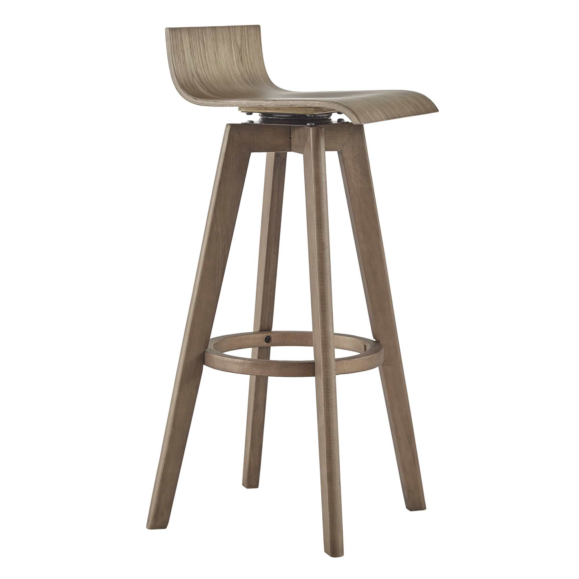 Weston Home Aleksi Modern Wood 29-inch Swivel Bar Stool, Set of 2, Walnut