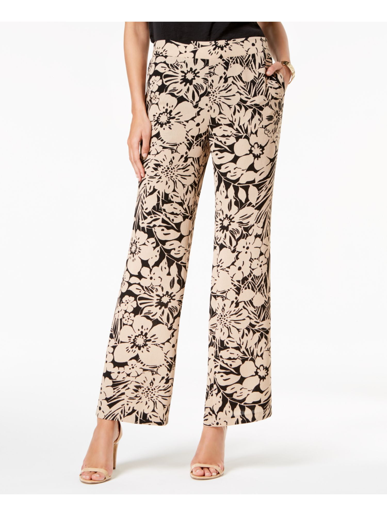 NINE WEST Womens Beige Floral Print Pants Size: L - Walmart.com