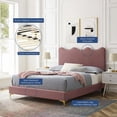thumbnail image 5 of Modway Current Modern Performance Velvet Queen Platform Bed - Dusty Rose Pink, 5 of 12