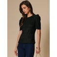 thumbnail image 4 of DARING DIVA Women's Casual Short Sleeves Blouses XL Black, 4 of 6