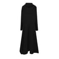thumbnail image 5 of Wuxian Women Sweatshirt Zip Up Long Sleeve Hooded Dress Oversized Long Length Sweater Dress Winter Warm Soft Tunic Jacket With Pockets Casual Streetwear Outfit,Black,L, 5 of 8