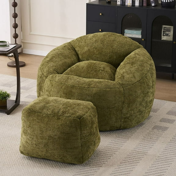 Ultra Soft Chenille Bean Bag Chair In Classic Color For Adults And Teens Ideal For Indoor And Outdoor Relaxation