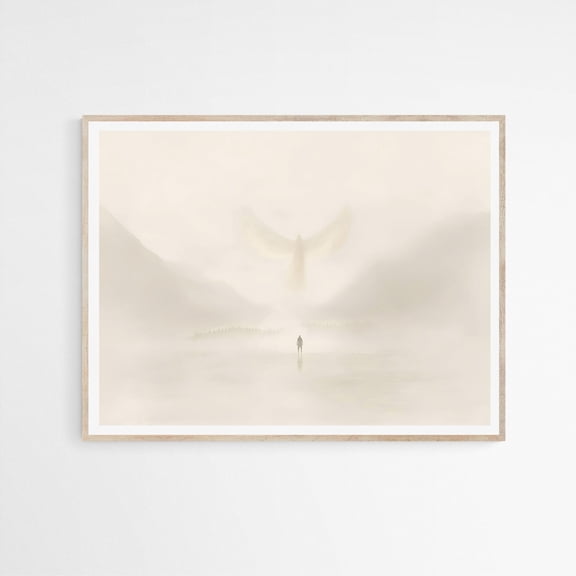 Christ Is Behind Me, , Minimalist Neutral , Modern Bible Art, Christian Faith , Spiritual Home Décor UNFRAMED Poster, Wall Art for Decor, Present, 8x12