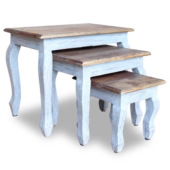 Casafoyer Nesting Table Set 3 Pieces Solid Reclaimed Wood