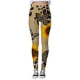 thumbnail image 3 of Gibobby Leggings Termicos Mujer Pantalones yoga deportivos cintura alta ajustados moda informal para mujer Leggings con estampado girasol y leopardo（Caqui， XXL), 3 of 4