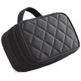 thumbnail image 1 of Bolsa de maquillaje pequeña, bolsa de cosméticos para mujer, organizador de maquillaje de viaje de 2 capas, bolso negro, capacidad compacta para uso diario, soporte para brochas de maquillaje, nailon, 1 of 5