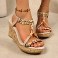 thumbnail image 2 of Xijirk Sandals Women Bohemian Woven Trim Elastic Back Strap Elevated Sole Sandals Summer Sandals,7.5, 2 of 9