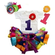 Noah's Boytique Baby Girls First Birthday Rainbow Colorful Ribbon Tutu Outfit 18-24 Months