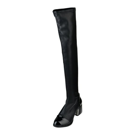 

EUHDSSDE Women s European And American Autumn And Winter Plush Long Boots With Over Knee Heel Pointed Horseman Leather Boots