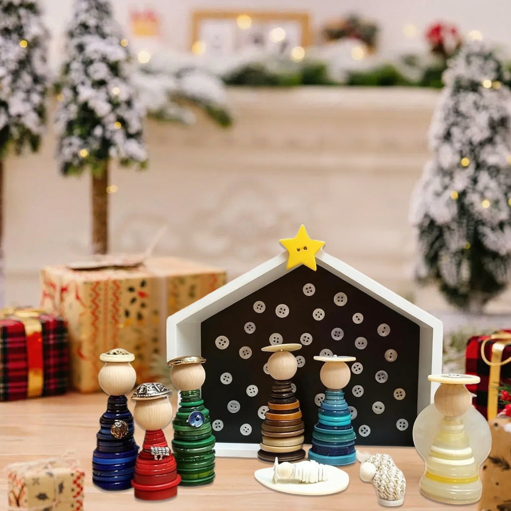 Hristmas Nativity Scene Decors Craft Button Kits Christmas Ornament Making Kits