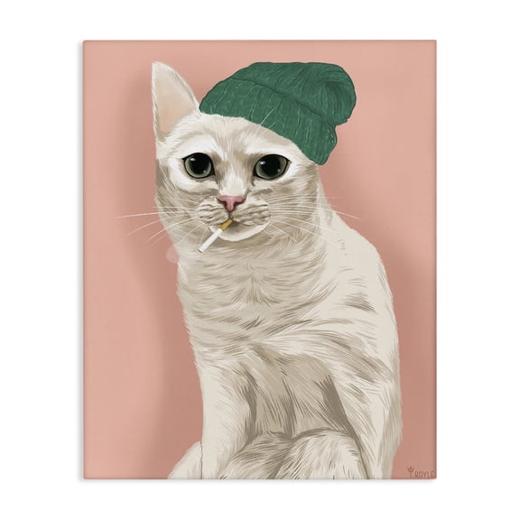 Stupell Industries Eclectic Hipster Cat with Beanie Canvas Art, 16 x 20, by Tara Royle