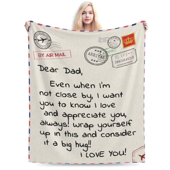 Gift for Dad from Daughter Son, Dear Dad Blanket for Father's Day 50x40