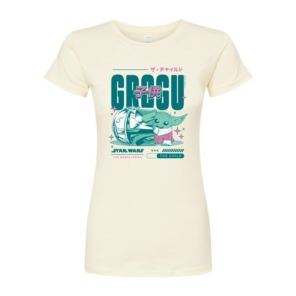 Star Wars - The Mandalorian Grogu Manga  - Juniors Fitted Short Sleeve Graphic T-Shirt