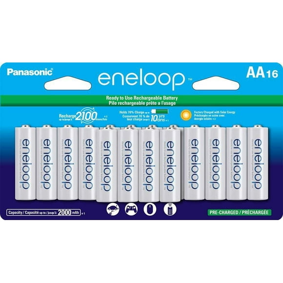 Panasonic Eneloop AA 2100 Cycle Ni-MH Pre-Charged Rechargeable Batteries, (Pack of 16)