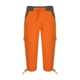 thumbnail image 3 of HOOMEUMY Men's Summer Capri Pants Loose Fit Lightweight Stretch Breathable Casual Drawstring Cargo 3/4 Pants with Pockets Orange M, 3 of 5