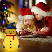 Christmas Snowman Light Rechargeable LED Night Light Colorful Led Lights Rechargeable Christmas Lamp Novelty Cute Silicone Touch Bedside Lamp for Bedroom Dorm Decor Christmas Gift