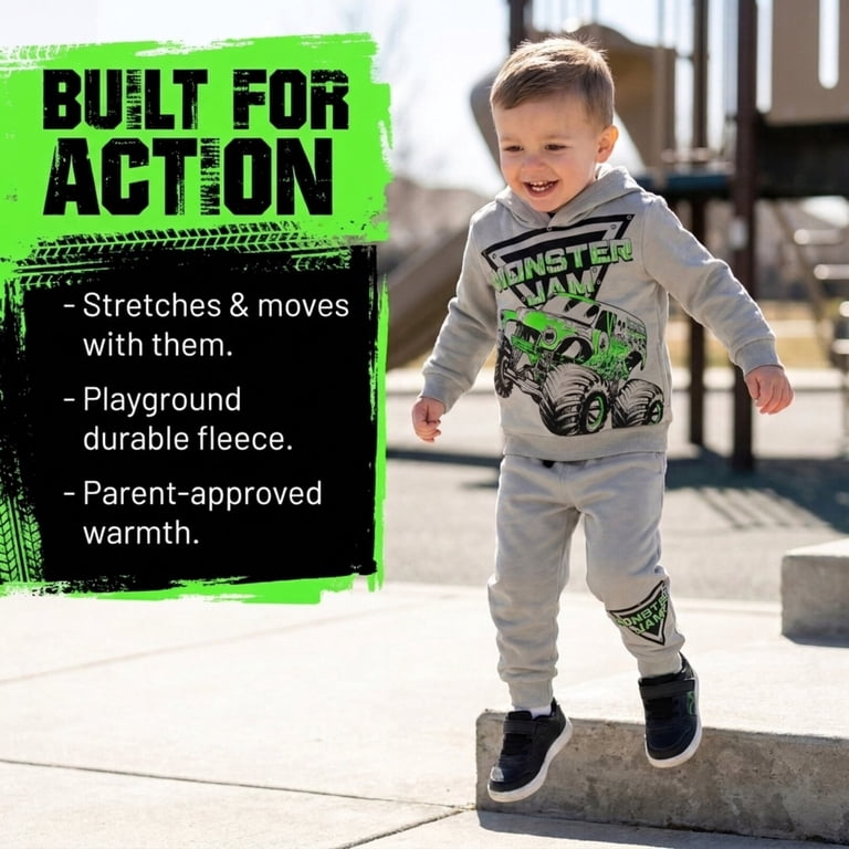 Monster Jam Boys Fleece Hoodie & Jogger Outfit Set photo 5
