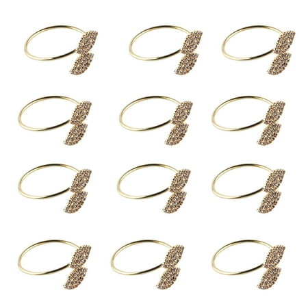 Napkin Ring 12Pcs/Set Rhinestone Napkin Rings Handmade Serviette Buckle Holder Wedding Prom Party Dinner Dinner ()