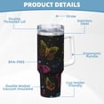 thumbnail image 5 of Sikiie Butterfly Insulated Stainless Water Bottle Lid Travel Mug Cup Insulated Tumblers Cup 40oz Ice Bully With Handle, 5 of 8