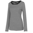 thumbnail image 6 of Outfmvch t shirts for women Long Sleeve Round Neck Basic T-Shirt Striped Shirts Tunic womens tops shirts for women Black, 6 of 9