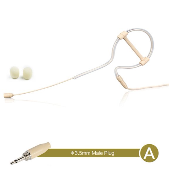 Beige Single Ear Hook Headset Mic Headworn Microphone 3.5Mm 3/4 Pin Xlr -Plug Hand-Free Operation With Microphone Cover