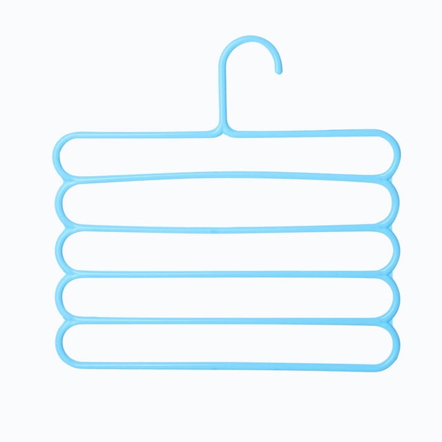 Oleegame 1PC Spoon And Lid Rest Color Non Slip Multi Layer Trouser Rack Multifunctional Wardrobe 5 Layer Hanging Pants Hanger Scarf Rack Silk Scarf Tie Hanger Blue