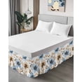 thumbnail image 4 of Blue Brown Spring Floral Bed Skirt King Size, Summer Botanical Watercolor Wrap Around Bed Skirting with Adjustable Elastic Strap, Dust Ruffled Pleated Bedskirts 18 Inch Drop for Bedroom King Beds, 4 of 9