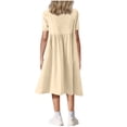 thumbnail image 4 of Vmvidoty Girls Casual Dress Puff Sleeve A-Line Swing Flared Party Birthday Formal Dresses Beige 120, 4 of 6