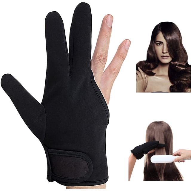 Guante resistente al calor para peluquería, guante de peluquería profesional resistente al calor guante bloqueador de calor alisador de pelo plancha plana varita rizadora negro LingWen 8390612143595