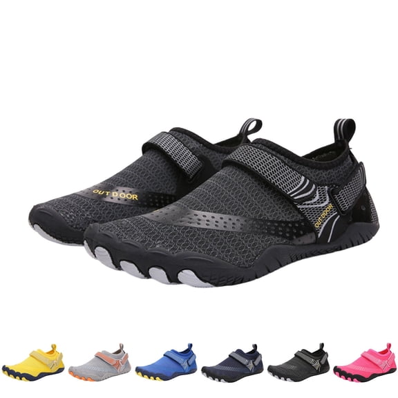 Mgmyaa Unisex Kids Vacation Water Shoes Hook & Loop Pointy Toe Wet Use Adjustable Straps Flat Heel for Kids Ages 2.5-10