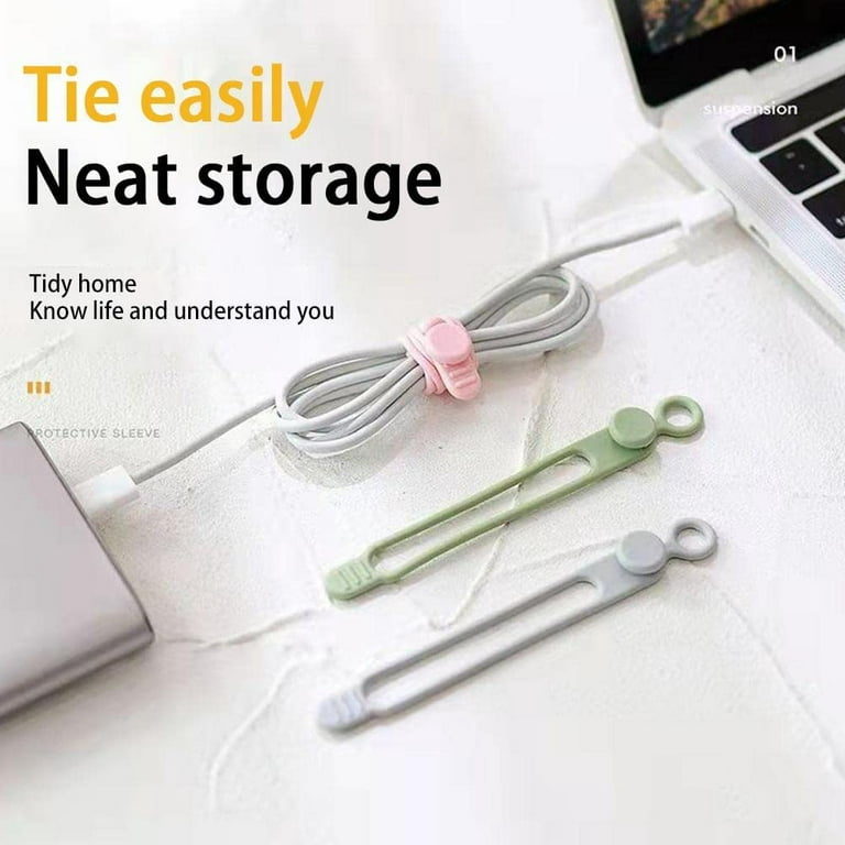 Cord Hider 5pcs Adhesive Reusable Cable Tie Cord Management For