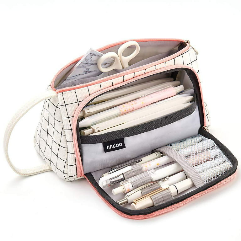 Pencil Case Large Capacity Double Sided Zip Stationary Storage 3