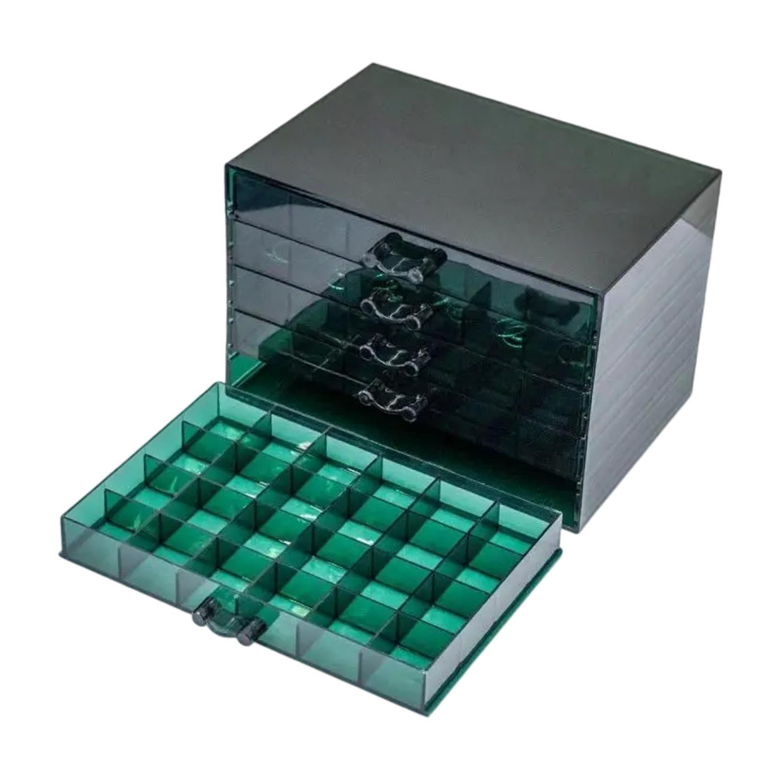 Milageto Nail Arts Storage Box 120 Jewelry Organizer for Earring Beads Glitters Dark Green