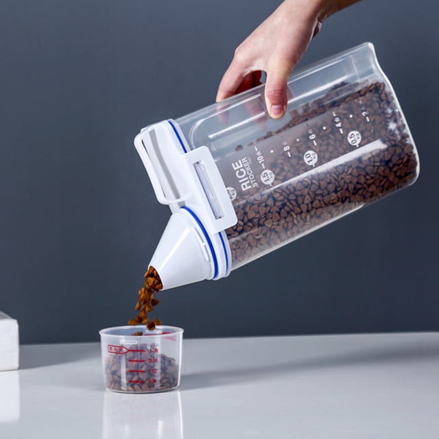 Contenedor de Alimentos para Mascotas A Prueba de Humedad, Cubo de Alimentos Sellado, Taza de Medicióe de PP para Perros para Mascotas