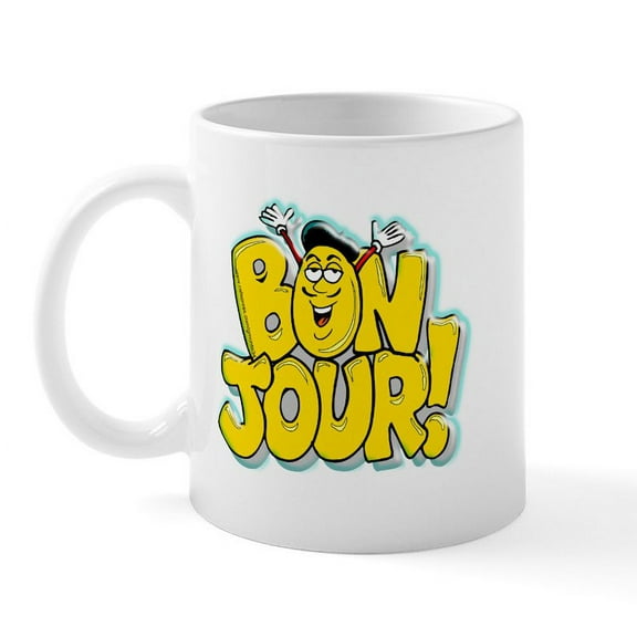 CafePress - Bonjour! Mug - 11 oz Ceramic Mug - Novelty Coffee Tea Cup