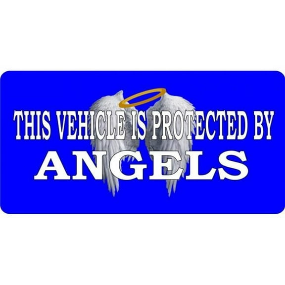 212 Main LPO2668 6 x 12 in. Vehicle Protected by Angels Blue Photo License Plate