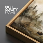 IDEA4WALL Extra Large Framed Canvas Print Wall Art Misty Autumn Forest with Wildlife Artwork Nature Wilderness Vintage Inspired Pastel Antique Fine Art Decor Relax/Calm for Rooms Decor - 60x30