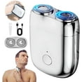 thumbnail image 1 of New Model Mini Dual-Head Electric Shaver, Dual Head Shaver, 2025 New Upgrade Pocket Shaver USB Mini Shavers for Men, Washable Double Head Razor, Rechargeable Waterproof Electric(Silver), 1 of 5