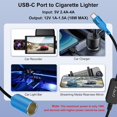thumbnail image 5 of J&D USB-C To 12V Car Cigarette Lighter Converter, 18W Power Cable for Dash Cam, GPS, Blue, 1 ft, 5 of 7