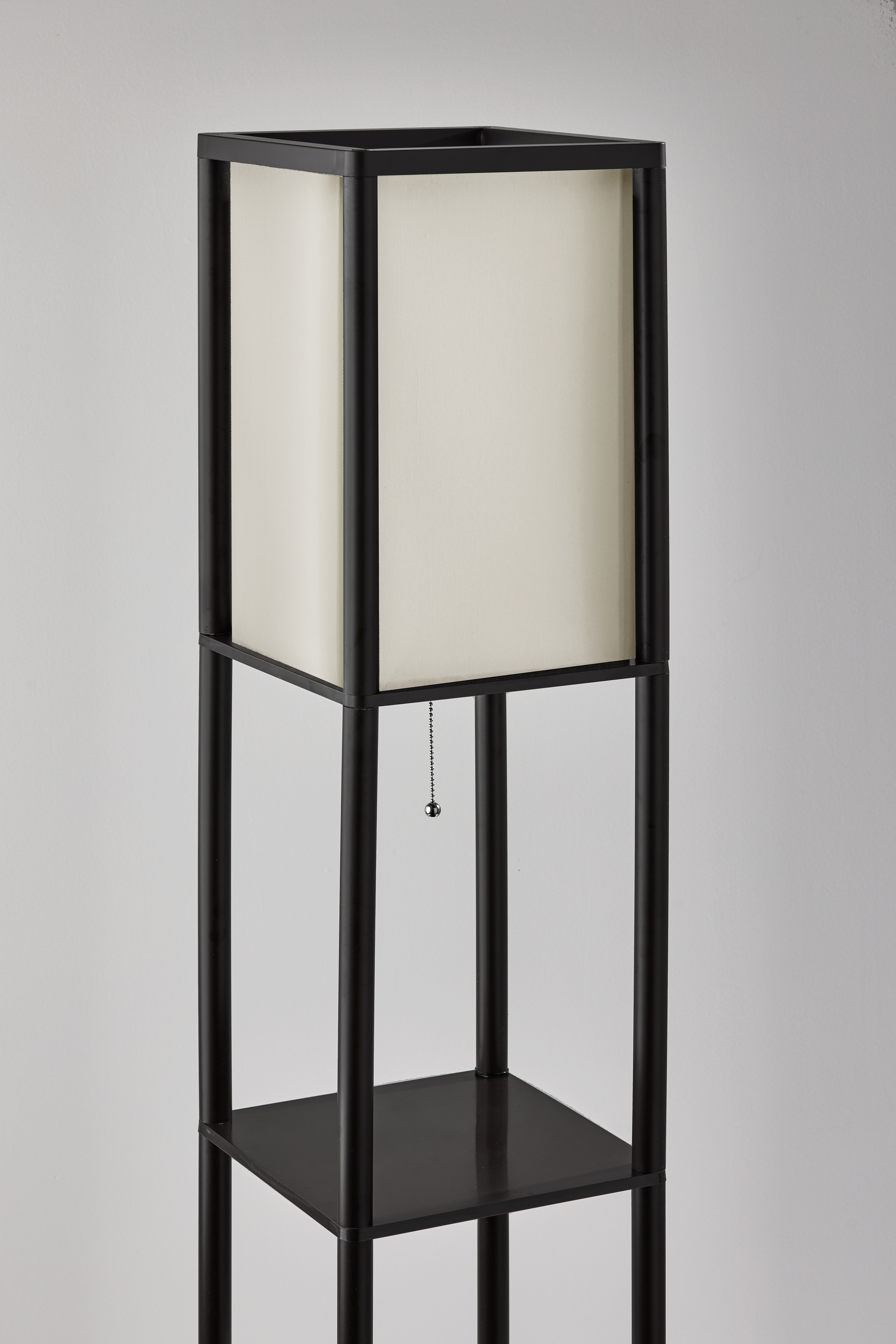 Mainstays 62-Inch Floor Lamp with Shelves, Black photo 2