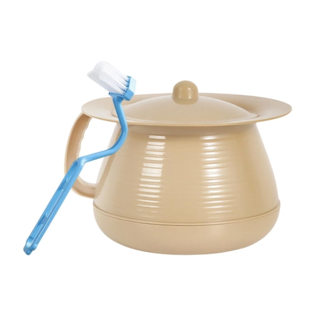 koolsoo Household Spittoon with Cover Bedside Commode Bucket, Multifunction Potty Urinal Yellow apricot