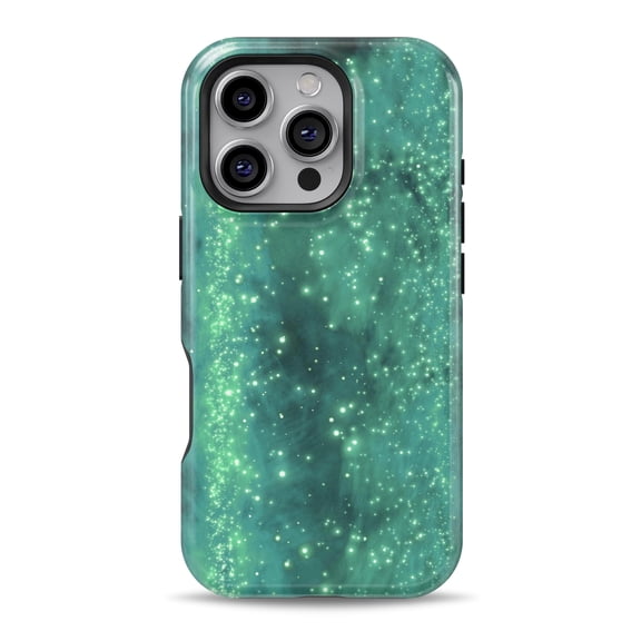 DesignSkinz Scratch-Resistant Hard Slim Case Compatible with iPhone 16 (Compatible with MagSafe) - Glowing Green Orbs of Light