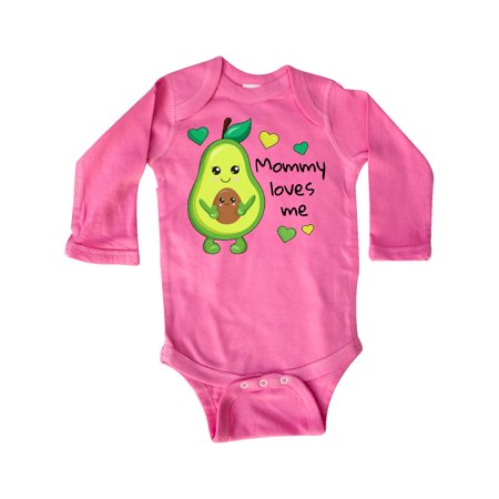 

Inktastic Mommy Loves Me with Avocado Baby and Green Hearts Gift Baby Boy or Baby Girl Long Sleeve Bodysuit